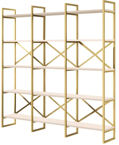FUNZI LIVING VG6 bokhylla - vit och guld melamin, metall
