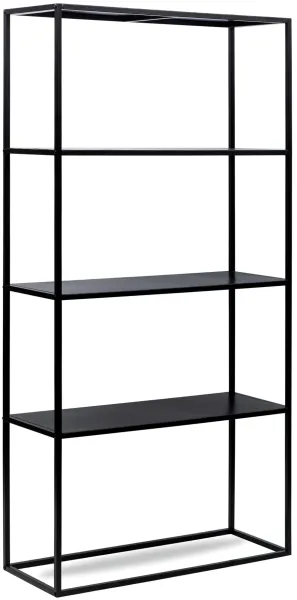 NORDLYS Arne bokhylla, med 4 hyllor - svart metall (H:154cm x75cm x 27cm)
