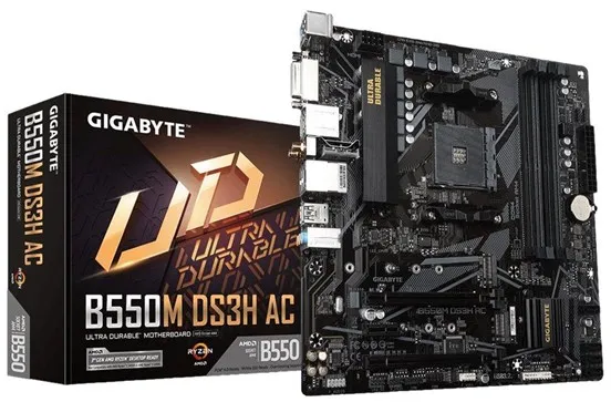 GIGABYTE B550M DS3H AC Moderkort - AMD B550 - AMD AM4-sockel - DDR4 RAM - Micro-ATX