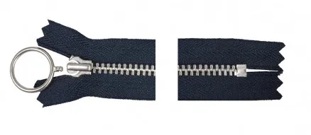 YKK Dragkedja Aluminium Fast m/Ring 35cm 4mm Marinblå