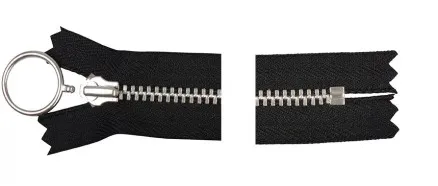 YKK Dragkedja Aluminium Fast m/Ring 25cm 4mm Svart